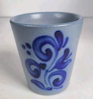 German Salt Glazed Pottery Tumbler Scandinavian Mission Handmade Glass Cup Vase